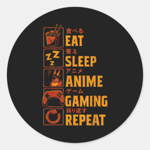 Funny Gamer Anime Graphic Tee Men Boys Teens Video Classic Round Sticker
