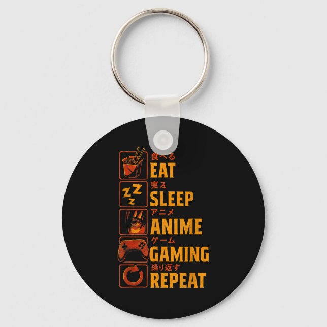 Funny Gamer Anime Graphic Tee Men Boys Teens Video Key Ring (Front)