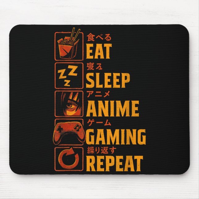 Funny Gamer Anime Graphic Tee Men Boys Teens Video Mouse Pad (Front)