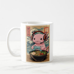 Funny Gamer Axolotl Eating Ramen Japanese Style Coffee Mug