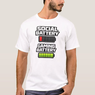 Funny Gamer Battery Level Gaming Design T-Shirt