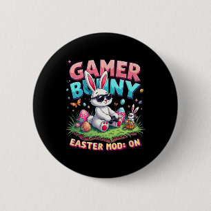 Funny Gamer Bunny Easter Mod On Funny Gaming Gift 6 Cm Round Badge