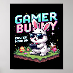 Funny Gamer Bunny Easter Mod On Funny Gaming Gift  Poster
