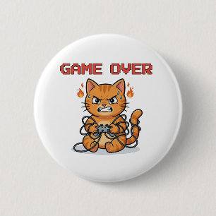 Funny Gamer Cat Game Over Button