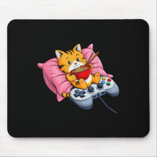 Funny Gamer Cat Ramen Kawaii Gaming Japanese Women Mouse Pad
