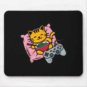 Funny Gamer Cat Ramen Kawaii Gaming Japanese Women Mouse Pad