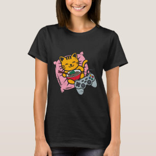 Funny Gamer Cat Ramen Kawaii Gaming Japanese Women T-Shirt