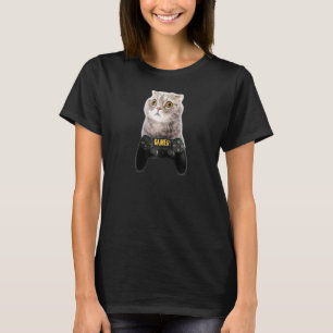 Funny Gamer Cat Videogame Humour Play Station Con T-Shirt