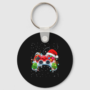 Funny Gamer Christmas Santa Hat Video Game Control Key Ring