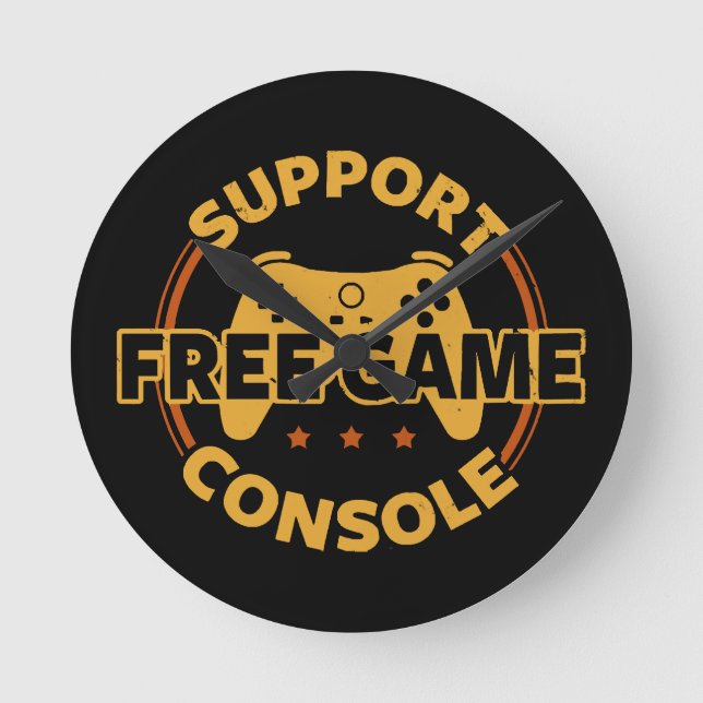 Funny Gamer Console Protest Gaming Round Clock (Front)