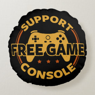 Funny Gamer Console Protest Gaming Round Cushion