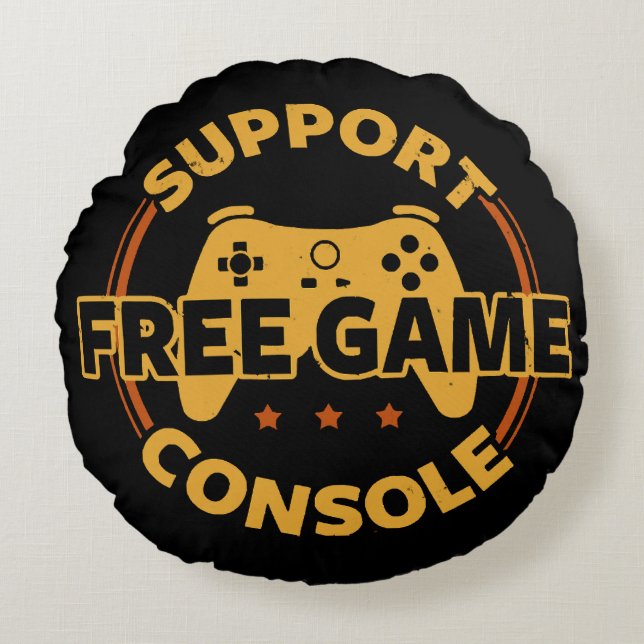 Funny Gamer Console Protest Gaming Round Cushion (Front)