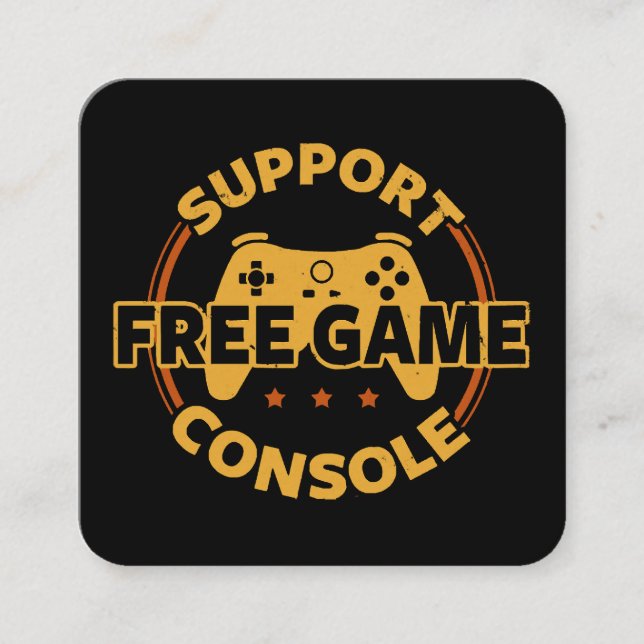 Funny Gamer Console Protest Gaming Square Business Card (Front)