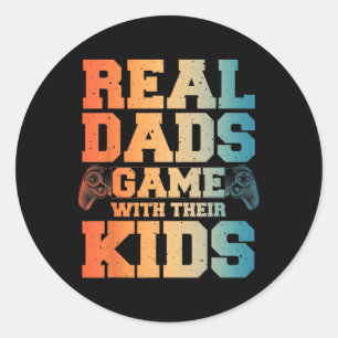 Funny Gamer Dad Art For Gaming Dad Daddy Men Game Classic Round Sticker