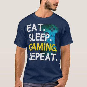 Funny Gamer Eat Sleep Gaming Repeat Boys Girls T-Shirt