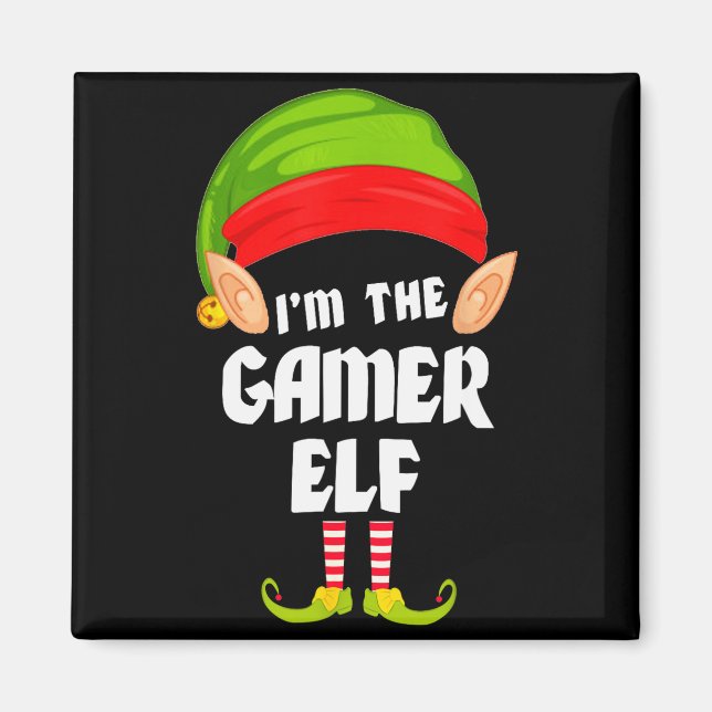 Funny Gamer Elf Matching Family Group Pj Christmas Magnet (Front)
