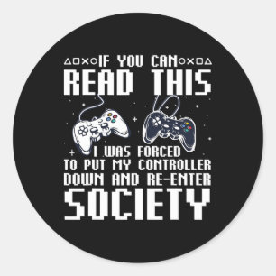 Funny Gamer For Men Women Video Gamer Gaming Game Classic Round Sticker
