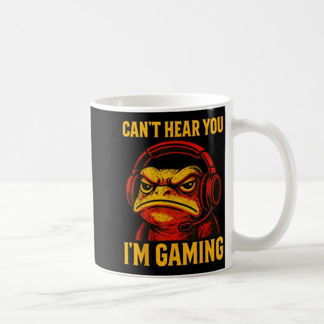Funny Gamer Frog Men Women Boys Can't Hear You Vid Coffee Mug (Right)
