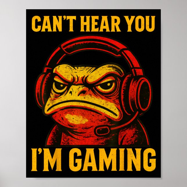 Funny Gamer Frog Men Women Boys Can't Hear You Vid Poster (Front)