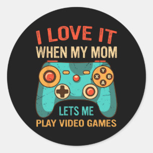 Funny Gamer Gift For Boys Console Video Game Prese Classic Round Sticker