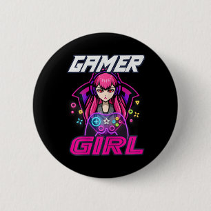 Funny Gamer Girl Video Game Women Gaming Lover Cut 6 Cm Round Badge