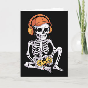 Funny Gamer Halloween Skeleton Video Games Gaming Card