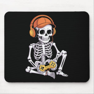 Funny Gamer Halloween Skeleton Video Games Gaming  Mouse Pad