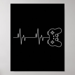 Funny Gamer Heartbeat Video Game Lover Men Women K Poster