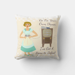 Funny Gamer Housewife Kitschy Snarky Motto Cushion