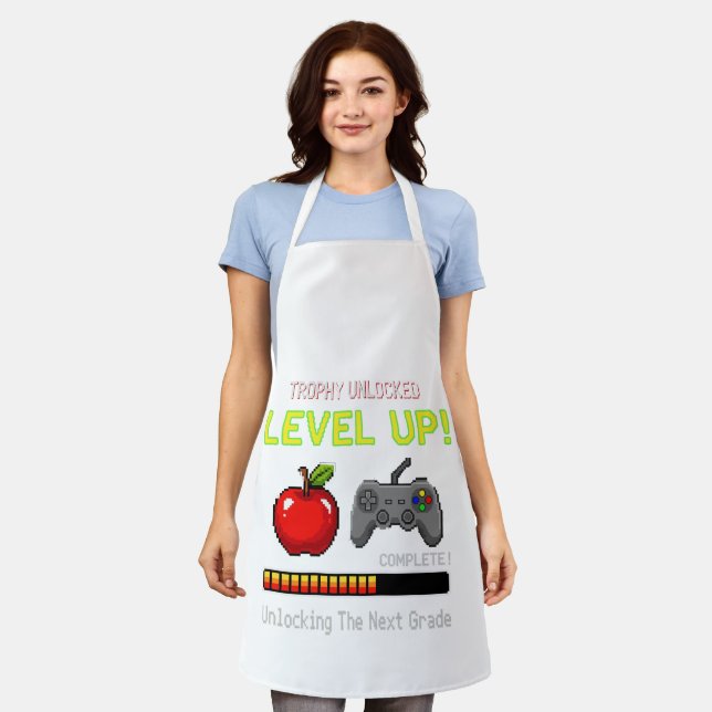  Funny Gamer Level Up To Next Grade | Retro Pixel  Apron (Worn)