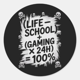 Funny Gamer Math For Teens – Gaming Life Formula Classic Round Sticker