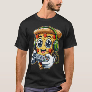 Funny Gamer Pizza Gaming Food Lovers Play Video Ga T-Shirt