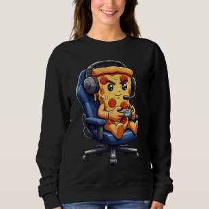 Funny Gamer Pizza Gaming Video Game Enthusiast Boy Sweatshirt