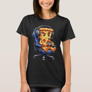 Funny Gamer Pizza Gaming Video Game Enthusiast Boy T-Shirt