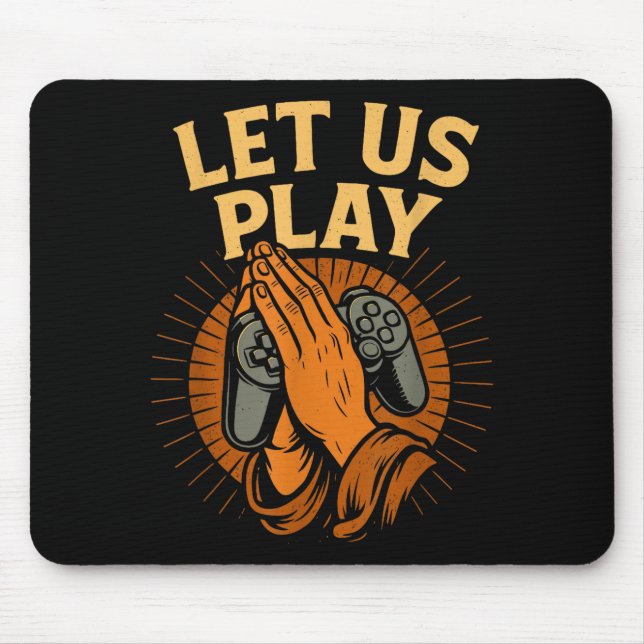 Funny Gamer Prayer Hands Controller Retro Video Ga Mouse Pad (Front)
