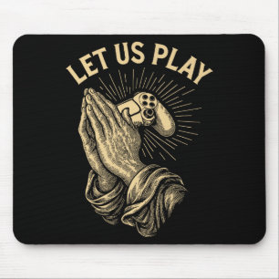 Funny Gamer Prayer Pun Video Game Controller Retro Mouse Pad