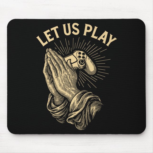 Funny Gamer Prayer Pun Video Game Controller Retro Mouse Pad (Front)