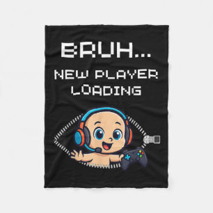 Funny Gamer Pregnancy Announcement – Bruh New Play Fleece Blanket