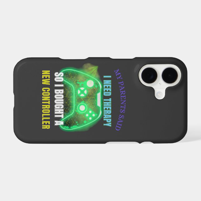 Funny Gamer Quote Controller Graphic iPhone 17 (Back Horizontal)