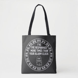 Funny Gamer Respawn Quote Gaming Humour Design Tote Bag