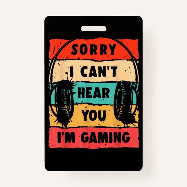 Funny Gamer Shirt for Teens Boys Men Video Gaming ID Badge (Front)