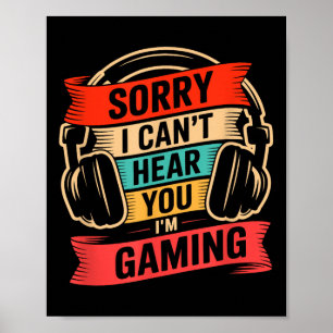 Funny Gamer Shirt For Teens Boys Men Video Gaming  Poster