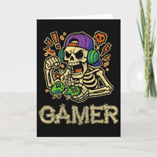 Funny Gamer Skeleton Gamer Teen Boys Video Gaming Card
