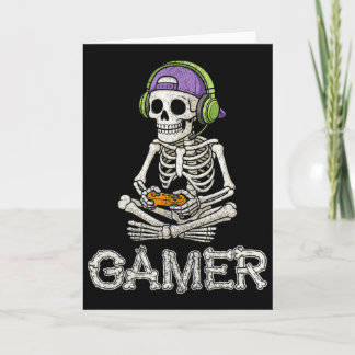 Funny Gamer Skeleton Gamer Teen Boys Video Gaming Card