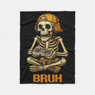Funny Gamer Skeleton Gamer Teen Boys Video Gaming Fleece Blanket