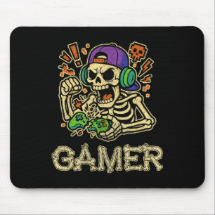Funny Gamer Skeleton Gamer Teen Boys Video Gaming  Mouse Pad