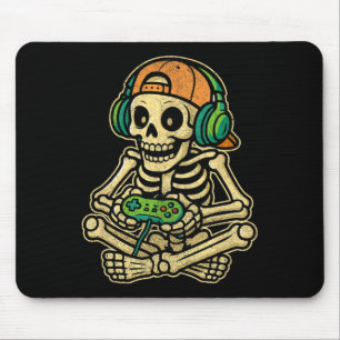 Funny Gamer Skeleton Gamer Teen Boys Video Gaming Mouse Pad