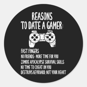 Funny Gamer Text Design - Gamer Boyfriend -fun - V Classic Round Sticker