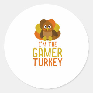 Funny Gamer Turkey Family Matching Thanksgiving  Classic Round Sticker