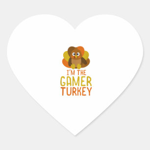 Funny Gamer Turkey Family Matching Thanksgiving Heart Sticker